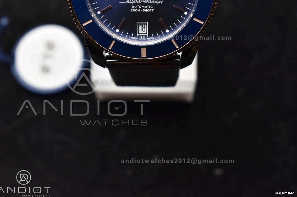 Bezel 1172 Dial Bracelet 42mm RG SS and on II WaterResistant Blue Ceramic BLSF Bezel Mesh Blue A SuperOcean Heritage 0510